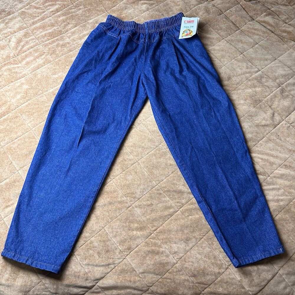 NWT VTG 80s Fancy Props USA Pleated High Waist Elastic Denim Pants 14 Petite